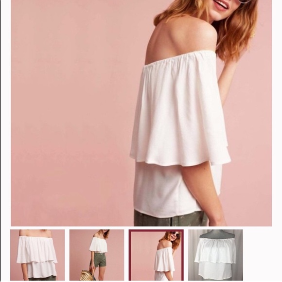 Anthropologie Holding Horses White Off Shoulder Blouse Top Small - Picture 5 of 11